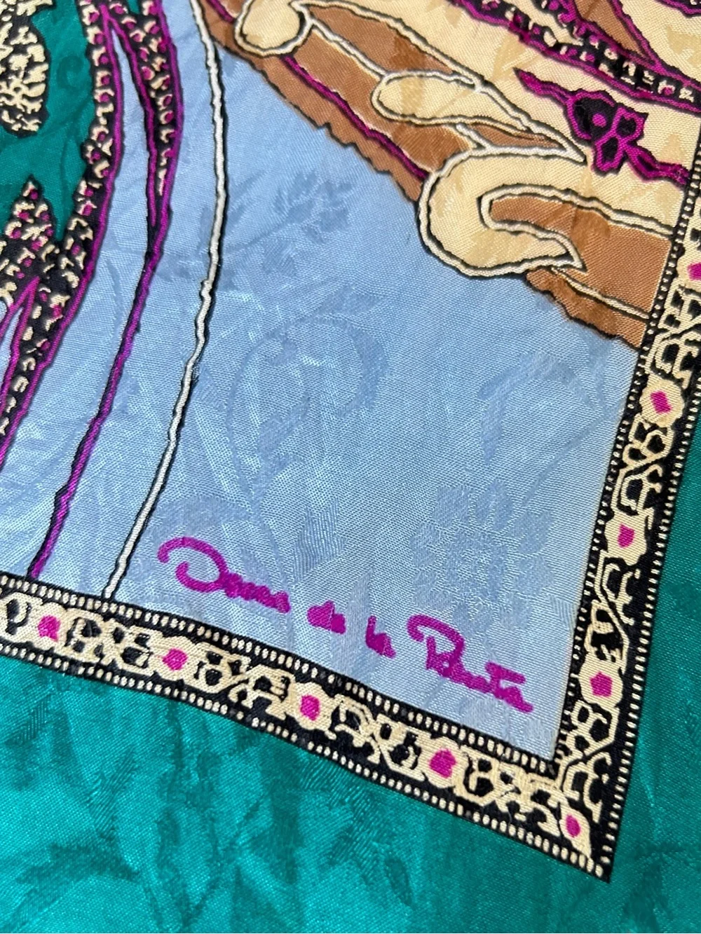 Oscar De La Renta Vintage Silk Floral Paisley Scarf